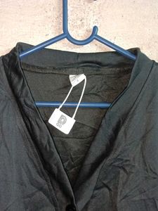Chic Black V-Neck Top Shirt Cardigan