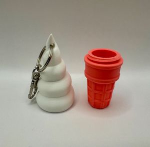 Cute Ice Cream Cone Lip Balm Holder Keychain