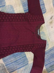 Maroon Chikankari Kurta Set