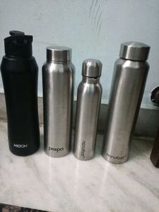 Set of 4 Stainless Steel Water Bottles