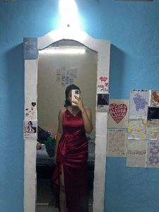 Elegant Red Satin Maxi Dress
