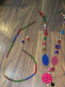 Boho Beaded Necklace and Earring Set