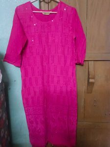 Vibrant Pink ,black and blue Sequined Kurta