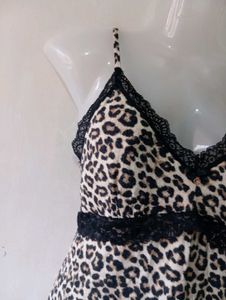Leopard Print Lace Slip Dress