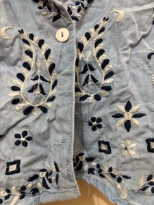 Embroidered Denim Vest