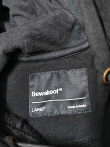 Solid Black Fluffy Hoodie Size L