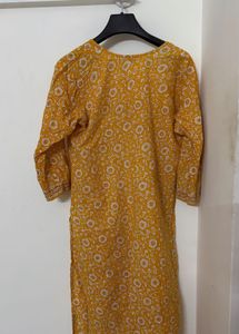 Yellow Printed Kurta