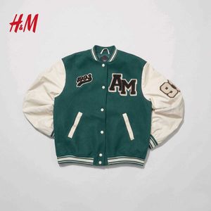 H&M Vintage Style Patched Varsity Jacket