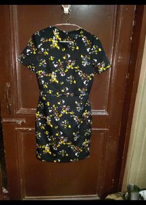 Imported Women Korean Black  Thick Floral Dress