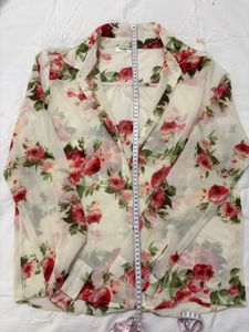 Women Floral print chiffon and maroon shirt