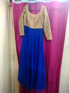 Elegant Blue & Gold Ethnic Gown