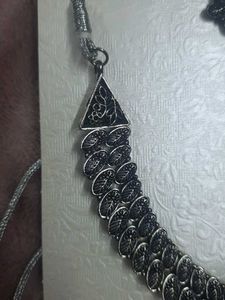 Oxidised Silver Necklace and Earrings Set