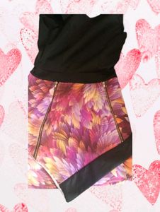 Black And Floral Print Short Dress