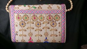 Embroidered Peacock Clutch Bag