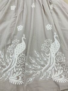Elegant Peacock Embroidered Midi Dress