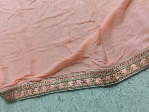 Beautiful Peach Dupatta with Embellished Border