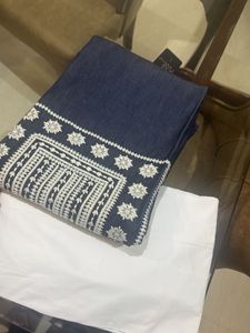 Embroidered Denim Kurta