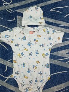 Cute Baby Onesie &amp; Hat Set