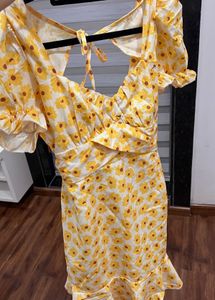 urbanic Yellow Floral Print Mini Dress