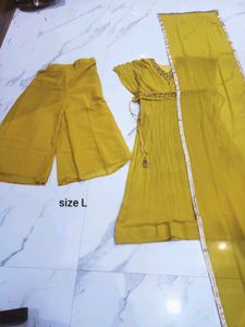 Mustard Yellow Dress 4pc set size L