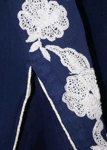Elegant Navy Blue Kurta with White Embroidery