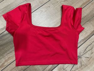 Red Square Neck Crop Top