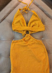 Yellow cutout Beach maxi  Dress
