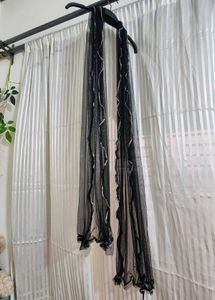 Sheer Black Dupatta with Gold Trim