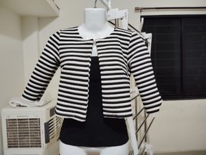 Set of two Striped Cropped Jacket And sleeve top
