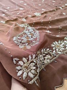 Zardozi dabka work crepe/satin silk saree
