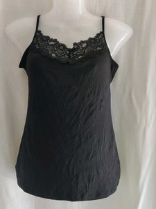 Black Lace Trim Camisole Slip