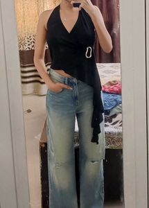 halter neck black top