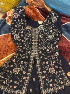 Embroidered Navy Blue Kurta Set