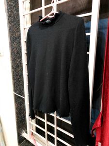 Black Mock Neck Long Sleeve Top