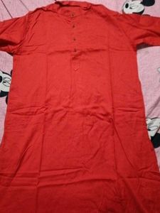 Vibrant Red Cotton Kurta