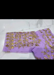 Elegant Lavender Embroidered Gown with dupatta