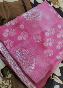 Pink Saree with Floral Print