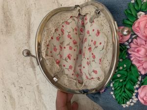 Denim Clutch with Floral Embroidery