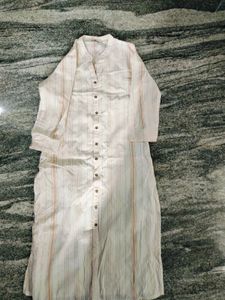 Cream Striped Button-Down Kurta
