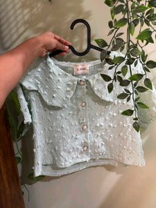 Coquette Textured Peter Pan Collar Top