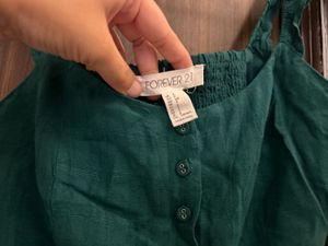 Emerald Green Button-Up Crop Top