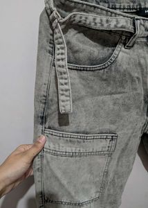 Men's Acid Wash Cargo Jeans