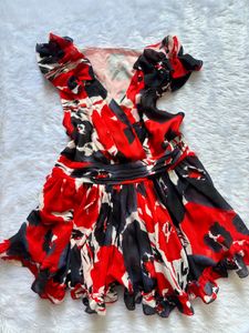 Floral Print V-Neck Mini Dress