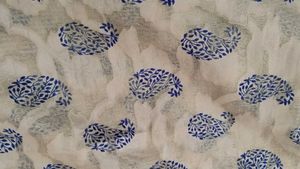 Elegant White Saree with Blue Print