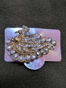 Peacock Design Rhinestone Brooch