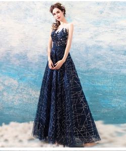 Elegant Navy Sequined Gown