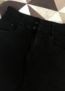 Classic Black Denim Skirt