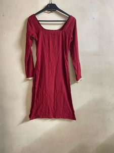 Elegant Red Kurta with Gold Trim