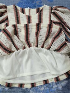Striped Peplum Kurta with Flared Pants