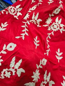 Red embroidered skirt